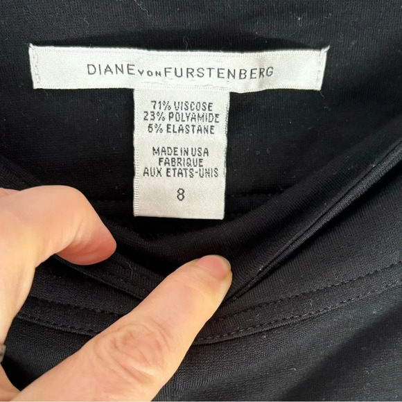 Diane Von Furstenberg Black Knit Elasticized Waist Stephanie Leggings Size 8 - Picture 4 of 7